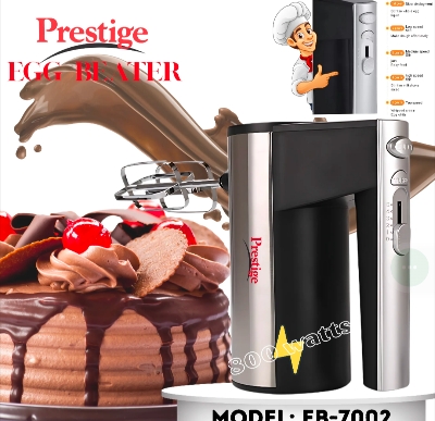 Picture of Prestige Hand Mixture Stainless Steel Body 800 watts Household Electric Egg Beater, Baking Tools, Cake Beater, Handheld Egg Beater Fast Luxury design Heavy Duty Multi-Functional Electric Egg beater Automatic Cream Whip Stirrer(Silver)