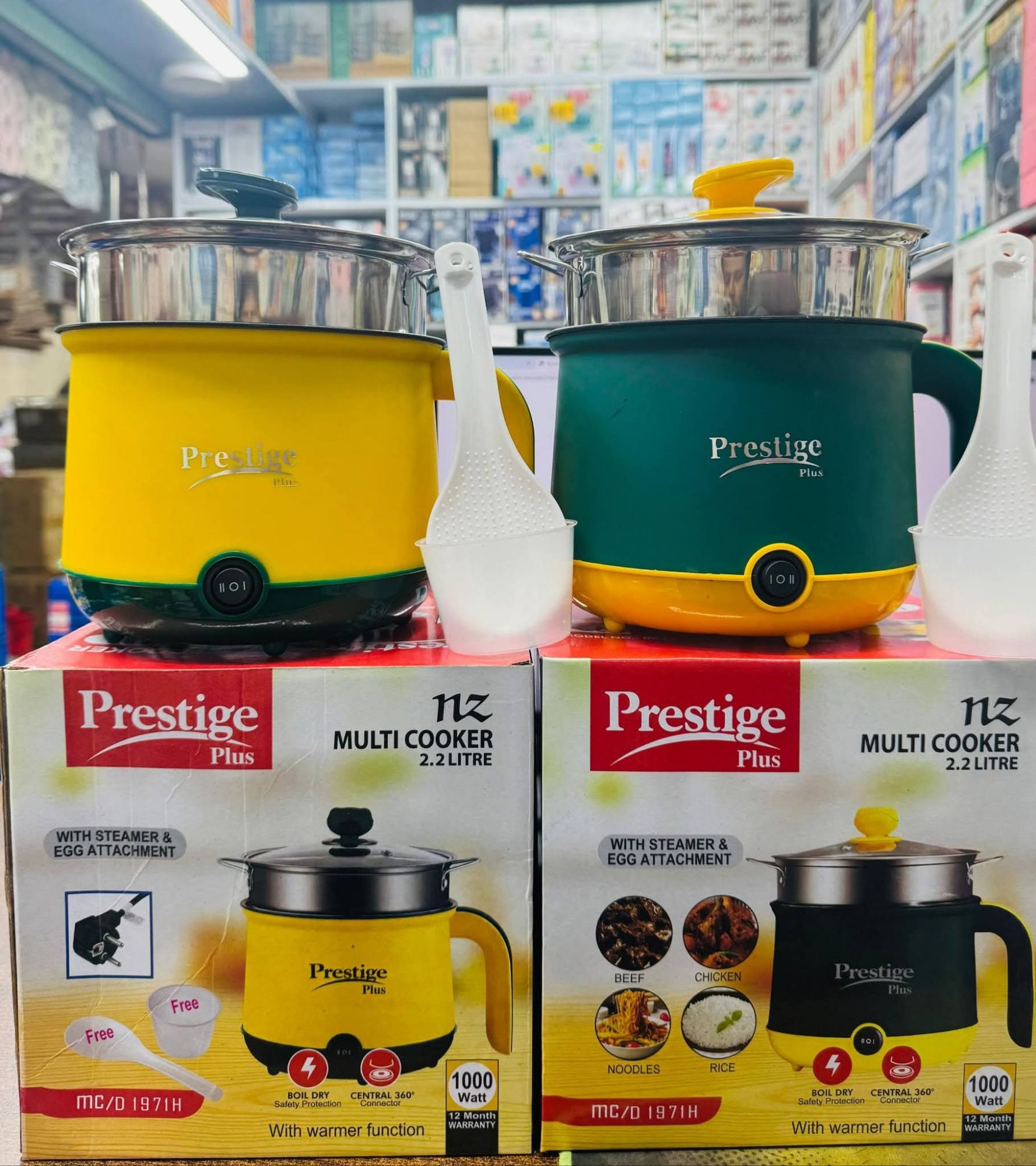 Picture of Prestige Mini Multicooker pot Portable Electric Multicooker Cooking Pot With Steamer and Multipurpose 2 Liter