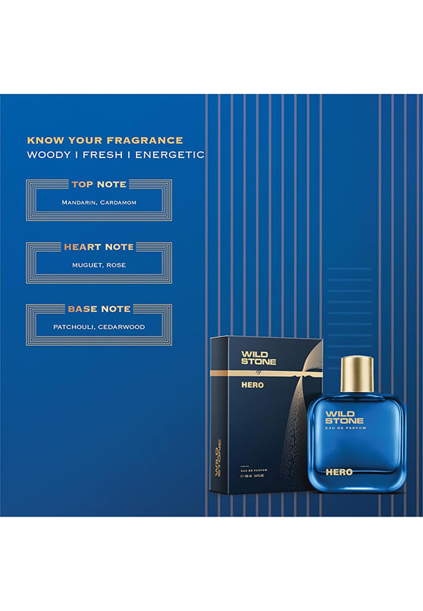 Picture of Wild Stone Hero Perfume for Men  Eau De Parfum 100ml Luxury Long-Lasting Fragrance Premium Perfume Aromatic & Marine Notes
