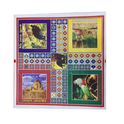 Picture of Ludo Board with Guti and Chhakka - Large Size for Fun Family Gaming Easy to Use and Maintain - Multicolor