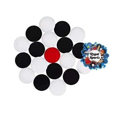 Picture of 9mm Carrom Guti with Stricker (5 Pcs guti Extra) - Black & White - Multicolor
