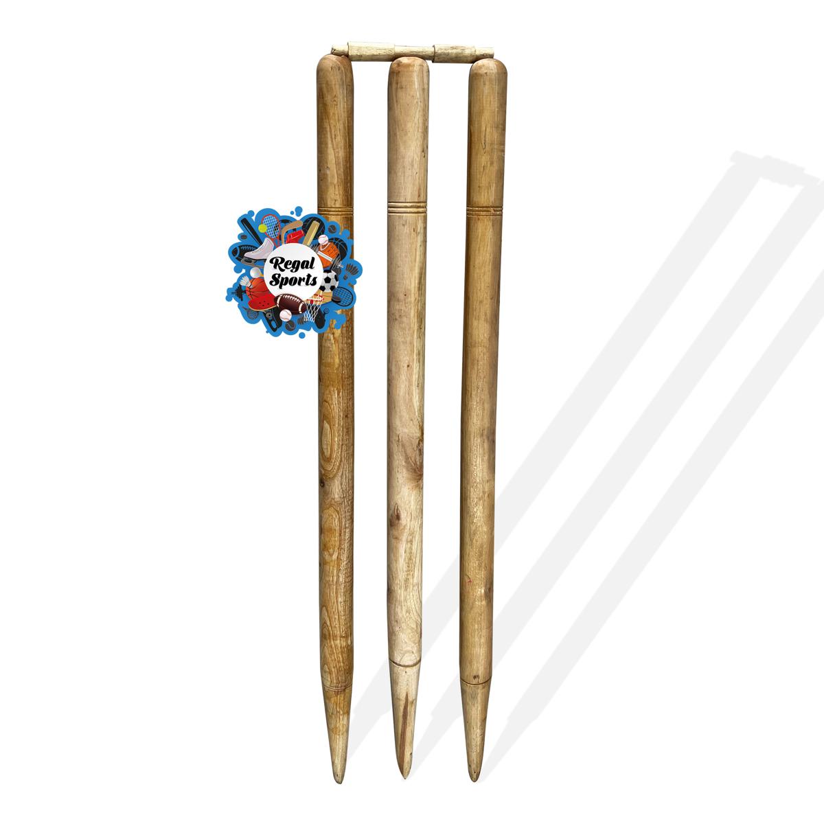 Picture of Wooden Cricket Stumps - 1 Set -Wooden color - Mahogany