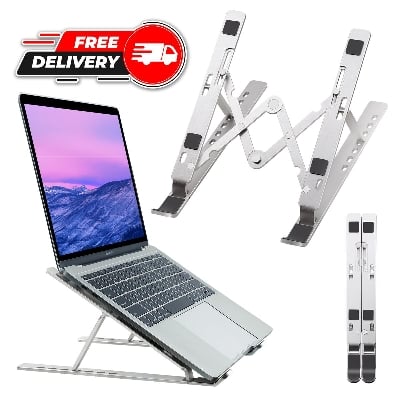 Picture of Laptop Stand Creative Folding Storage Bracket for 10-17 inch Tablets Notebook Laptop Premium Quality Aluminum Alloy ( Silver )