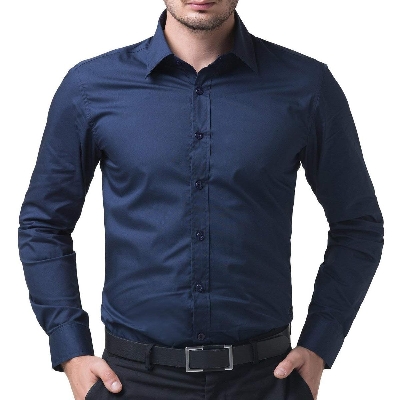 Picture of navy blue Cotton Long Sleeve Formal Shirt for Men ( Navy Blue )