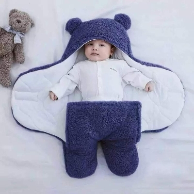 Picture of Newborn Baby Sleeping Bag – Ultra-Soft Fleece Receiving Blanket for Boys & Girls ( Navy Blue )