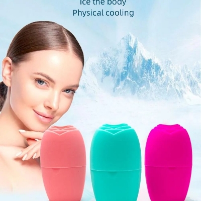 Picture of 1 pair Silicone Cube Tray Shape Face Facial Ice Roller Massage Face Massage Roller ( 1PAIR ) ( Multicolor )