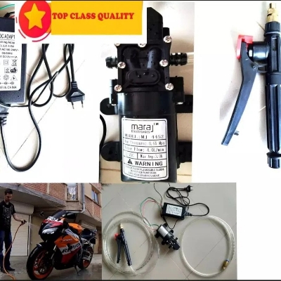Picture of Bike / Car Washer Combo Water Pump Hose Pipe Spray Gun Full Set, High Pressure DC12v Water Pump For Bike or Car Wash & Garden irrigation