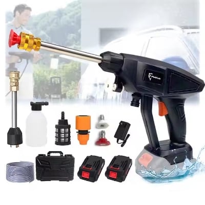 Picture of Cordless Pressure Washer, Portable High Pressure Water Gun Battery Pressure Washer Car Wash Spray Gun, Foam Generator Water Gun Spray Cleaner Car Washing Machine (20000 mAh) ( Black )