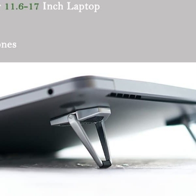 Picture of Laptop Stand Adjustable Cooling Bracket Metal Foldable Laptop Holder Shield Shape Laptop Stand Heat Dissipation Holder Mini Portable Tilting iPad Notebook Holder Non-slip Laptop Stand ( Silver )