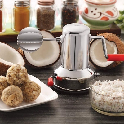 Picture of Latest Stainless Steel Coconut Scraper with Vacuum Base, Coconut Grater Machine, Coconut Crusher Manual Hand Roller, Coconut Chopper for Kitchen, Coconut Scrapper Tool (Silver) ( Silver )