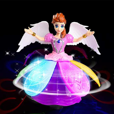 Picture of SHIVAARO Dancing Doll Princess Musical 360 Degree Rotating Angel Girl Flashing Lights with Music Sound Toy for Kids (Pink Angle Doll) ( Multicolor )