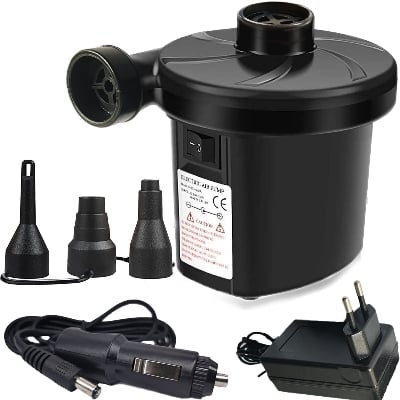 Picture of SKY-TOUCH Electric Air Pump with 3 Nozzles : Family Car Dual Use Inflatables Pump Quick-Fill Perfect Inflator/Deflator Pump for Outdoor Camping Air Beds, Boats Swimming Ring Pool Raft Toy (Black) ( Black )
