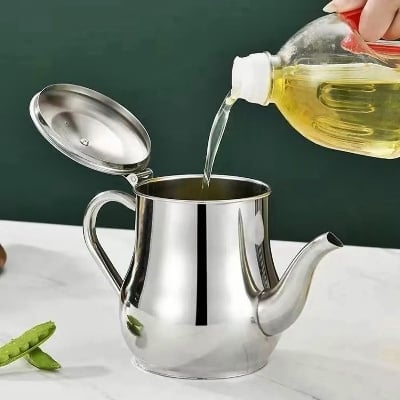 Picture of Stainless Steel Oil Pot – Large Capacity Oil Keeping Jar, Kitchen Oil Filter Bottle, Soy Sauce & Vinegar Container ( Multicolor )