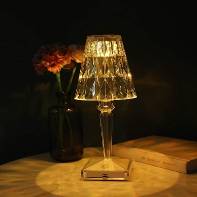 Picture of USB Charging Touch Crystal Table Lamp Acrylic Diamond Table Lamp Best For Bedroom Living Room Dining Table ( Antique White )