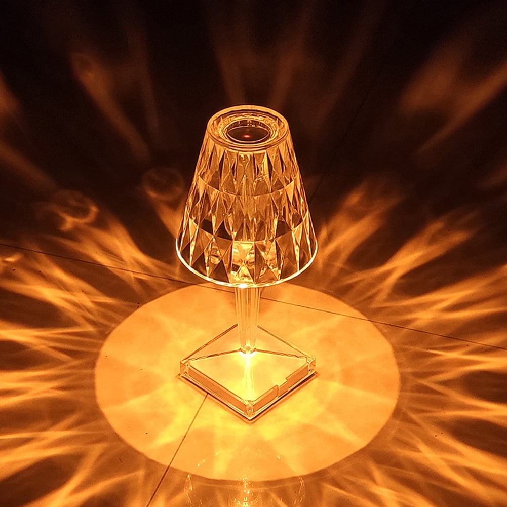 Picture of USB Charging Touch Crystal Table Lamp Acrylic Diamond Table Lamp Best For Bedroom Living Room Dining Table ( Antique White )