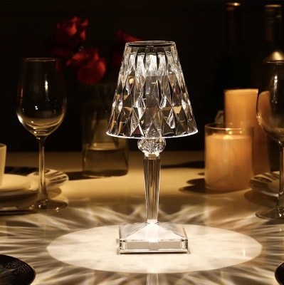 Picture of USB Charging Touch Crystal Table Lamp Acrylic Diamond Table Lamp Best For Bedroom Living Room Dining Table ( Antique White )