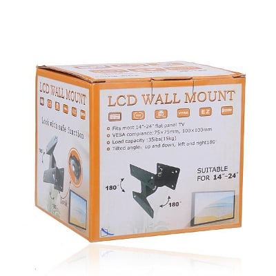 Picture of Wall Mount 14 to 24 Flat Panel TV Monitor LCD Bracket Adjustable Angle - Black