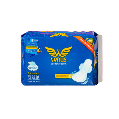 Picture of Venus Sanitary Napkin - Wings System - 100% Cotton - 330 MM - Combo of 8 Pack - 64 Pads