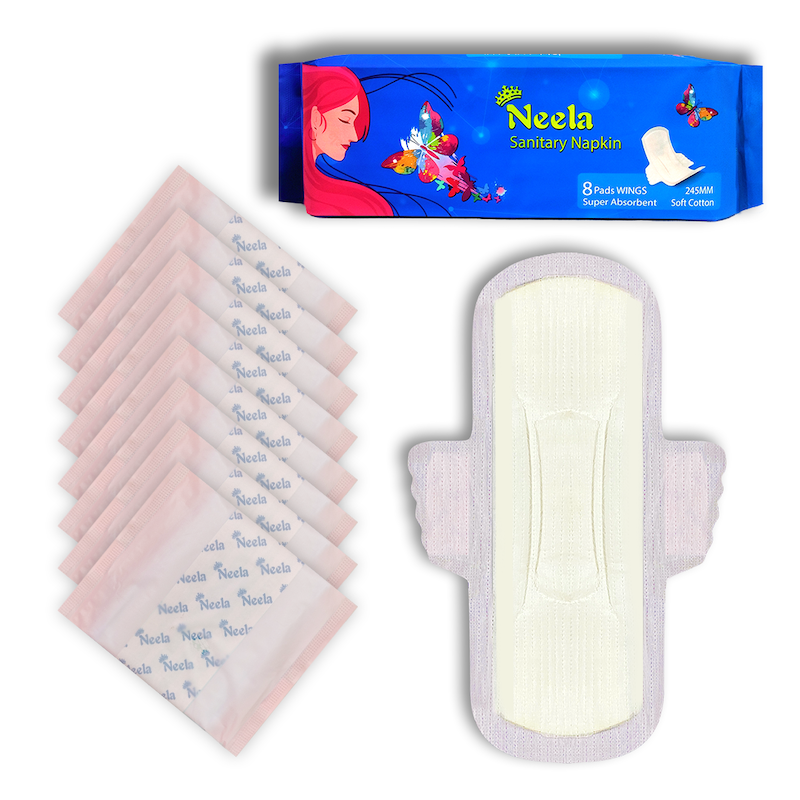 Picture of Neela Sanitary Napkin - Wings System - 100% Cotton - Combo of 10 Pack - 80 Pads