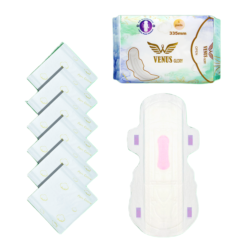 Picture of Venus Glory Sanitary Napkin - 3D Wings System - 335 MM - 100% Pure Cotton - Ultra Thin - Combo of 3 Pack - 18 Pads
