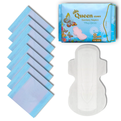 Picture of Queen Glory Sanitary Napkin - Wings System - Ultra Thin - 330 MM - 100% Cotton - Single Pack - 8 Pads