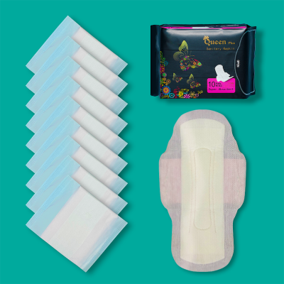 Picture of Queen Plus Sanitary Napkin - Wings system - Ultra Thin - 100% Cotton - Combo of 10 Pack - 100 Pads