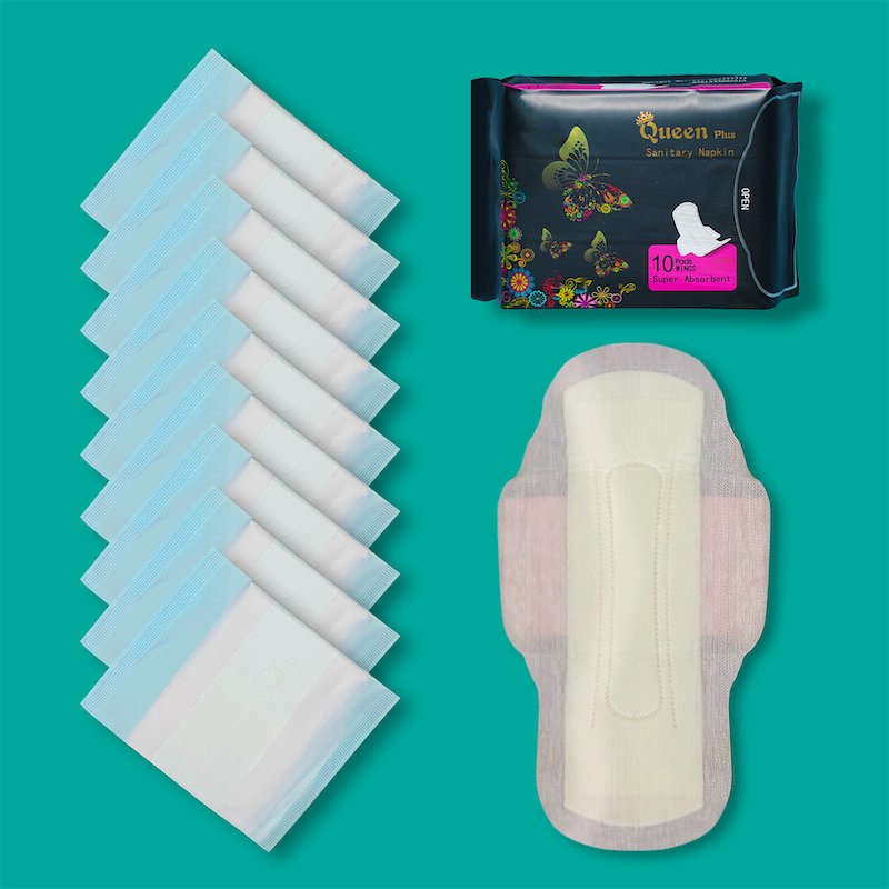Picture of Queen Plus Sanitary Napkin - Wings system - Ultra Thin - 100% Cotton - Combo of 5 Pack - 50 Pads