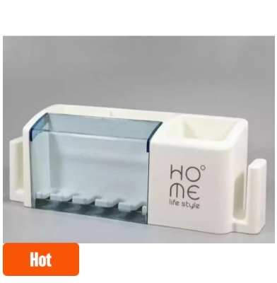 Picture of Bathroom corner shelf- Toothbrush holder punch-free modern minimalist rack wall-mounted toothbrush holder(Multicolor)