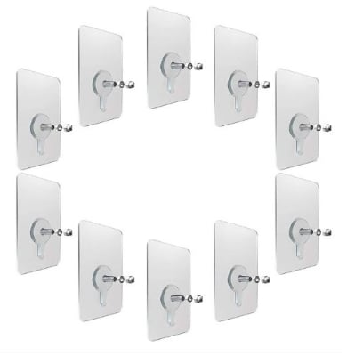Picture of Hook Non-Marking Screw 10Pcs Punch-Free Wall Stickers Home Seamless Nail With Nut And Nut Cap- 10 pics(White)