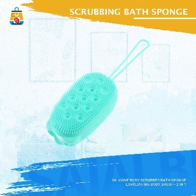 Picture of Silicone Body Scrubber Bath Sponge, Exfoliating Body Brush - 2 in 1(Multicolor)