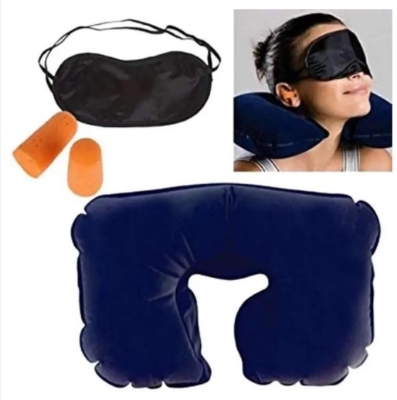 Picture of 3 In 1 Travel Selection - Multicolor (Neck Pillow, Eye Cover, Earplug)(Black)