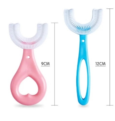 Picture of 2pcs-Baby Toothbrush Children 360 Degree U-shaped Child Toothbrush, Teethers, Soft Silicone Baby Brush(Multicolor)