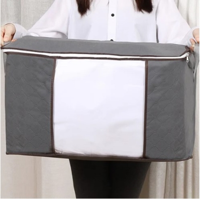 Picture of Winter Cloths Storage Organizer Bags. Blankets Cover, Cloth Organizer, Winter Wardrobe Storage Organizer(Grey)
