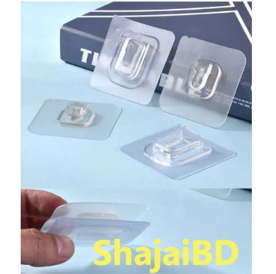 Picture of 2 Pair- Double Sided Wall Adhesive Hook Paste Plug Socket Holder Cable Storage Plug Fixing Organize Seamles Waterproof Reusable - Wall Hook(Clear)