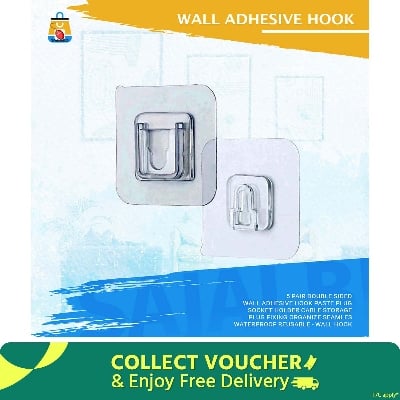 Picture of 5 Pair Double Sided Wall Adhesive Hook Paste Plug Socket Holder Cable Storage Plug Fixing Organize Seamles Waterproof Reusable - Wall Hook(Clear)