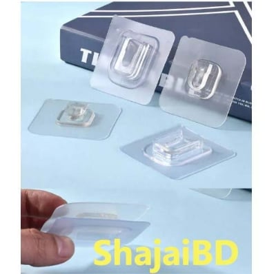 Picture of 5 Pair Double Sided Wall Adhesive Hook Paste Plug Socket Holder Cable Storage Plug Fixing Organize Seamles Waterproof Reusable - Wall Hook(Clear)