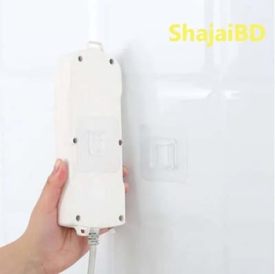 Picture of 5 Pair Double Sided Wall Adhesive Hook Paste Plug Socket Holder Cable Storage Plug Fixing Organize Seamles Waterproof Reusable - Wall Hook(Clear)