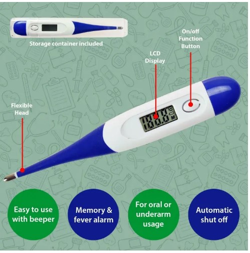 Picture of Thermometer for kids and adults, Digital Oral Thermometer for Fever with Fast Reading(Multicolor)