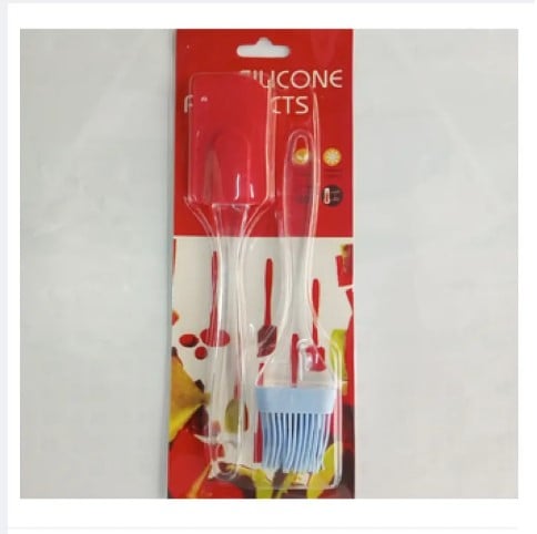 Picture of 2 pieces set- Silicon Spatula and Oil Brush Set for Cooking BBQ Cakes Bread and Butter(Multicolor)