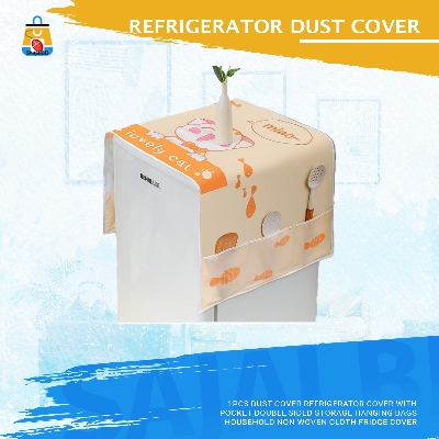 Picture of 1PCS Dust Cover Refrigerator Cover with Pocket Double Sided Storage Hanging Bags Household Non-Woven Cloth Fridge Cover