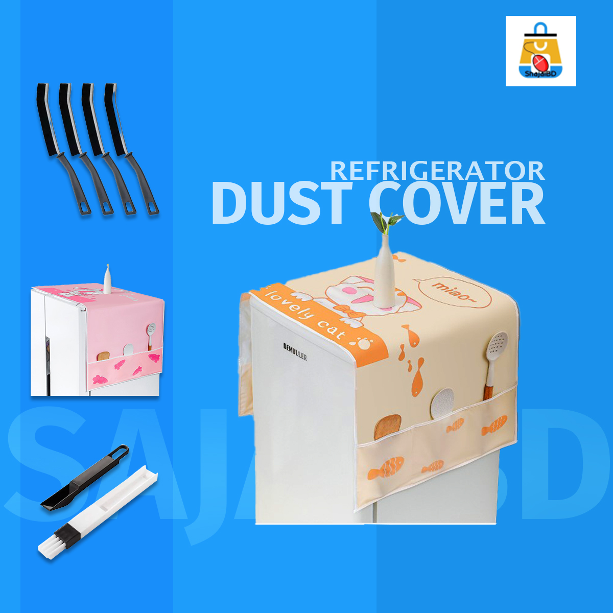 Picture of 1PCS Dust Cover Refrigerator Cover with Pocket Double Sided Storage Hanging Bags Household Non-Woven Cloth Fridge Cover