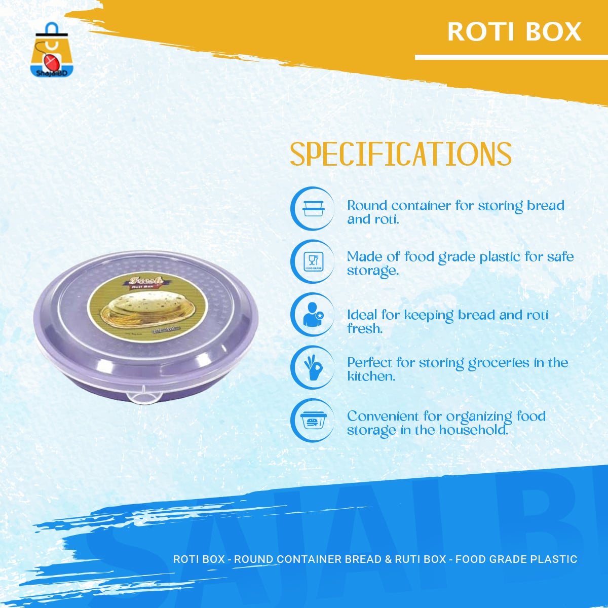 Picture of Roti Box - Round Container Bread & Ruti Box - Food grade plastic