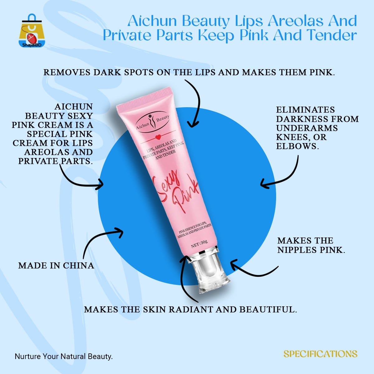 Picture of Aichun Beauty Lips Areolas And Private Parts Keep Pink And Tender Sexy Pink Cream