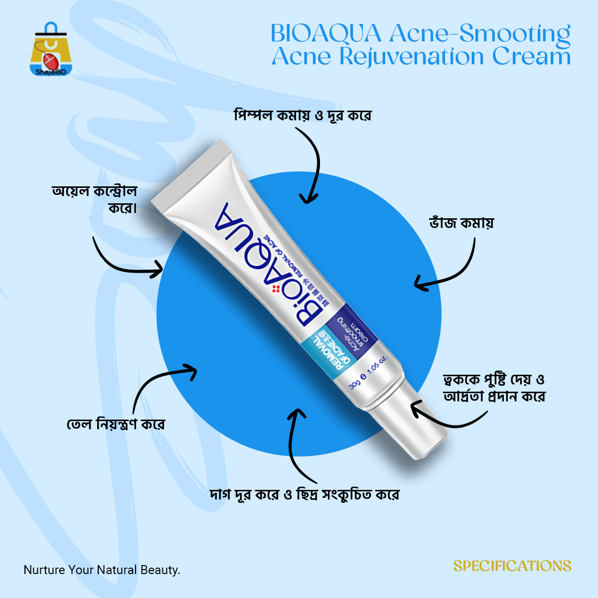 Picture of BIOAQUA Removal Of Acne Acne-Smooting Acne Rejuvenation Cream- 30g - Shajai BD