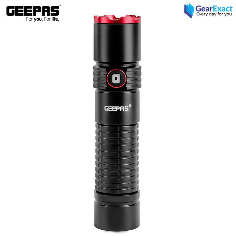 Picture of Geepas GFL51065 Rechargeable Zoomable LED Flashlight and Torch Light ( Black )