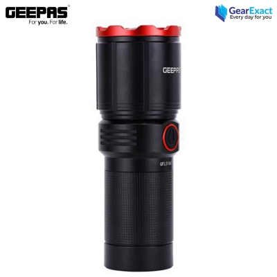 Picture of Geepas GFL51067 Rechargeable Zoomable LED Flashlight and Torch Light with Power Bank ( Black )
