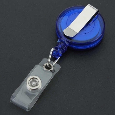 Picture of Blue yo yo Reel ID Card Badge Holder -Ring Retractable Coil Round shape