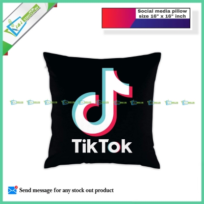 Picture of Social media Square Pillow Size 16x16 inch (facebook Twitter Youtube Instagram snapchat Tiktok