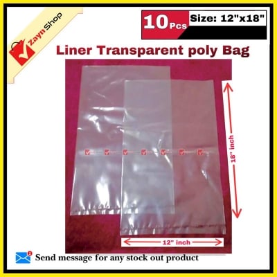 Picture of Liner Transparent poly Bag Size 12x18 Trash Bag 10 pcs
