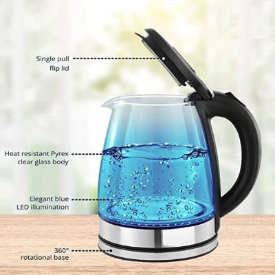 Picture of Stovekraft Crystal Glass Electric Kettle 1.8 Litre With Led Illumination, Heat Resistant1500 Watt with On/Off Switch With Light Indicator